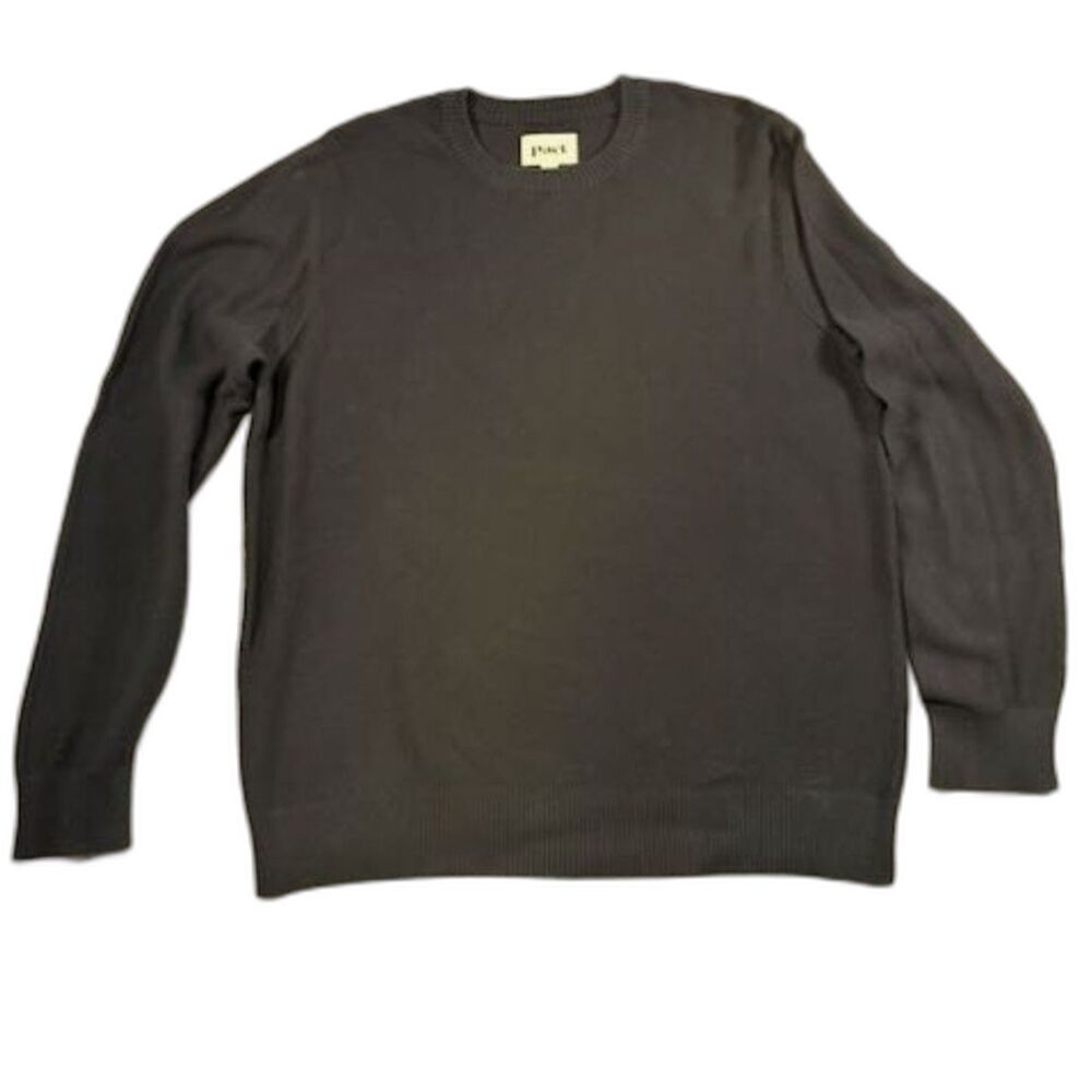 Pact Men's XL 100% Organic Cotton Sweater Black Rib Knit V Neck Pullover